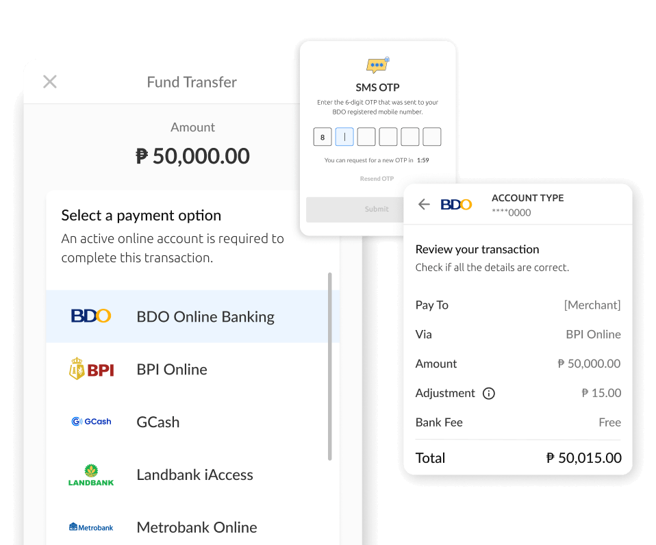 We securely connect directly with banks and financial institutions via APIs. Funds are transferred directly from point A to point B without any middleman.