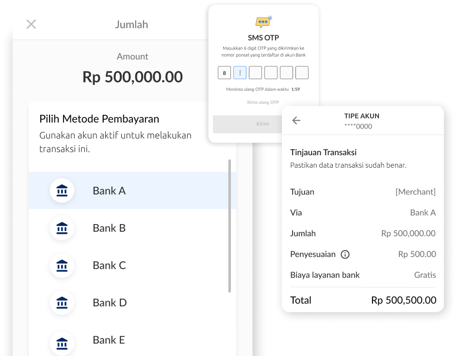 Kami terhubung secara langsung dengan bank dan lembaga keuangan melalui API.  Dana ditransfer secara langsung dari pengirim ke penerima tanpa perantara.